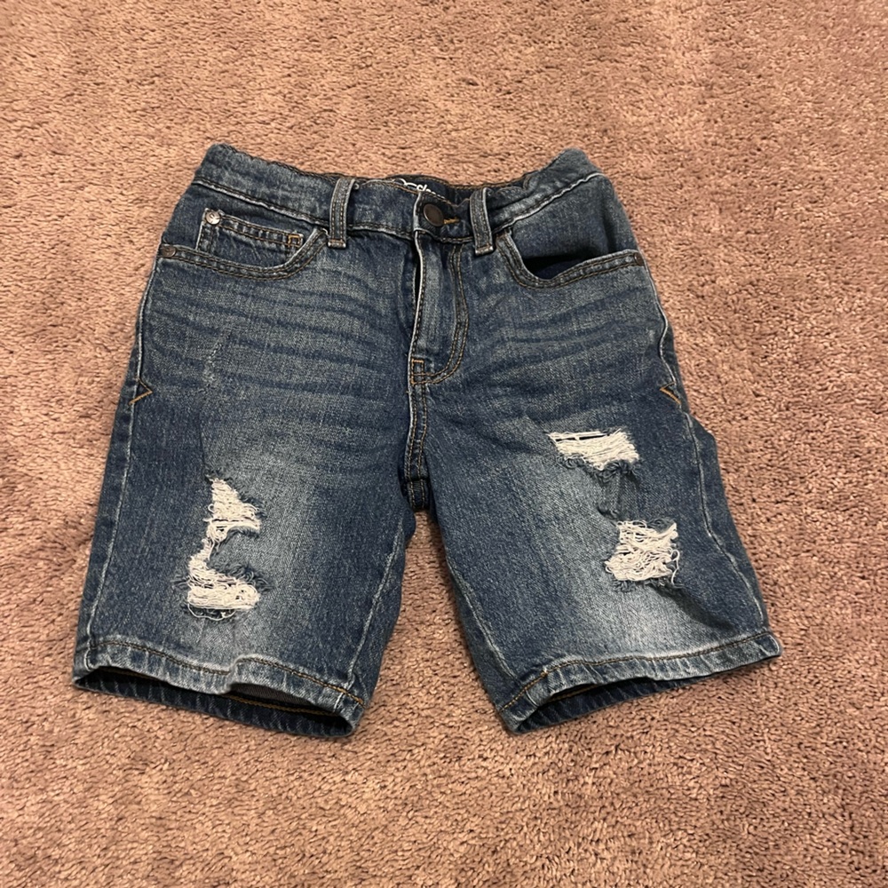 Boys Art Class Dark Blue Distressed Jean Shorts